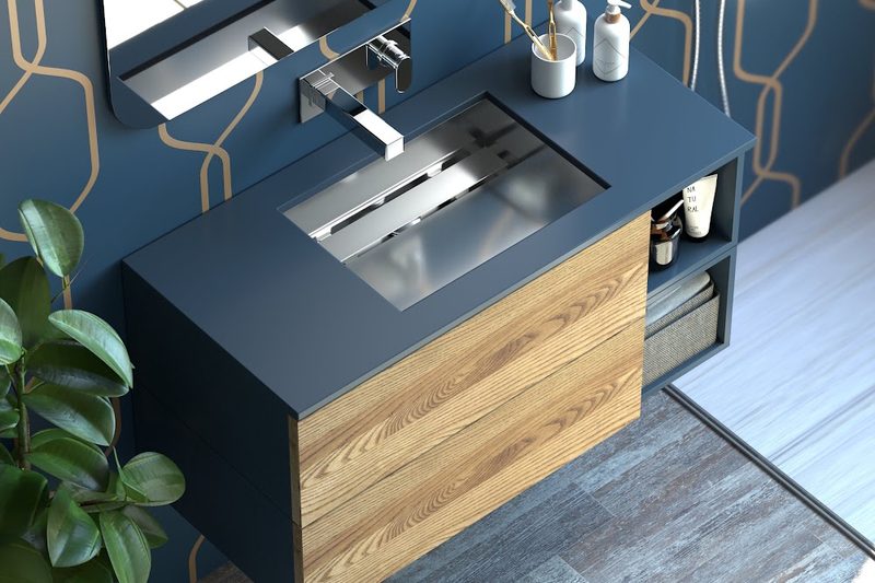 Mobile bagno sospeso con lavabo integrato